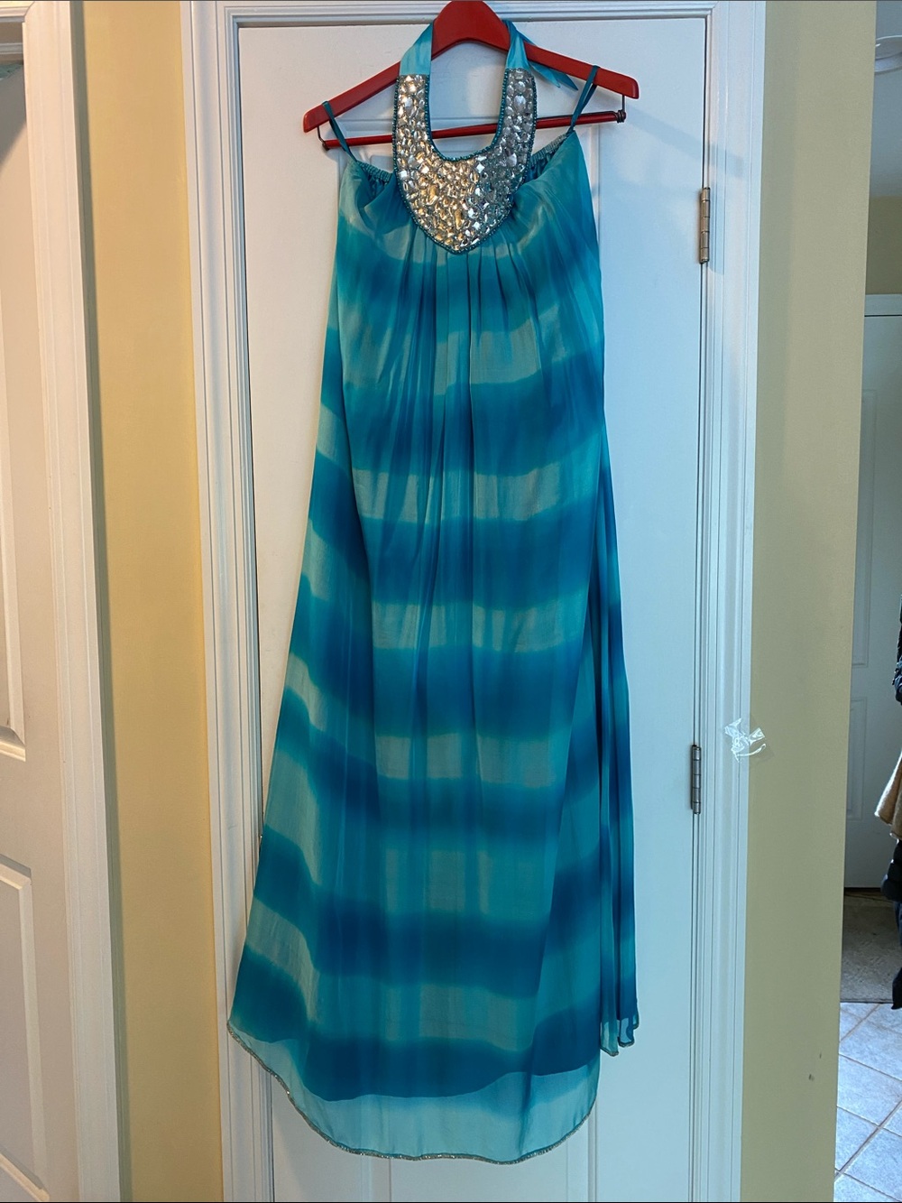 Kareenas Halter Embellished Silk  Hand Embroidered Gorgeous Dress/Cover Up